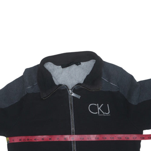 Calvin Klein Jeans Women Black Full Zip Sweatshirt M Cotton CKJ Logo