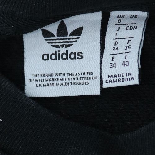 Adidas Women Black Crew Neck Long Sleeve Pullover Sweatshirt Size 8