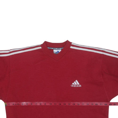Adidas Men's Red Pullover Sweatshirt M Embroidered Logo V-Neck