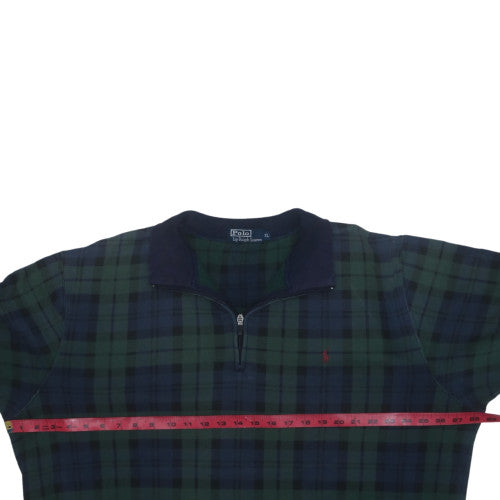 Ralph Lauren Men's Green Check 1/2 Zip Fleece Sweatshirt XL