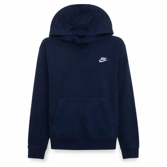 Nike Womens Navy Blue Pullover Hoodie M Cotton Blend Logo Casual