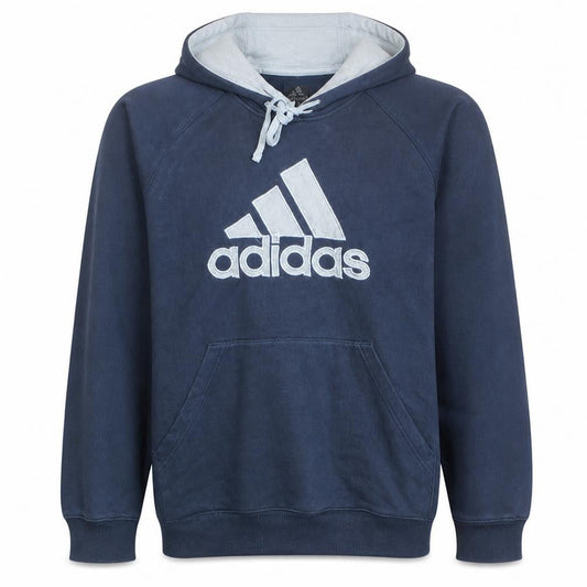 Adidas Men's Blue Pullover Hoodie Size M Sports Logo Fleece