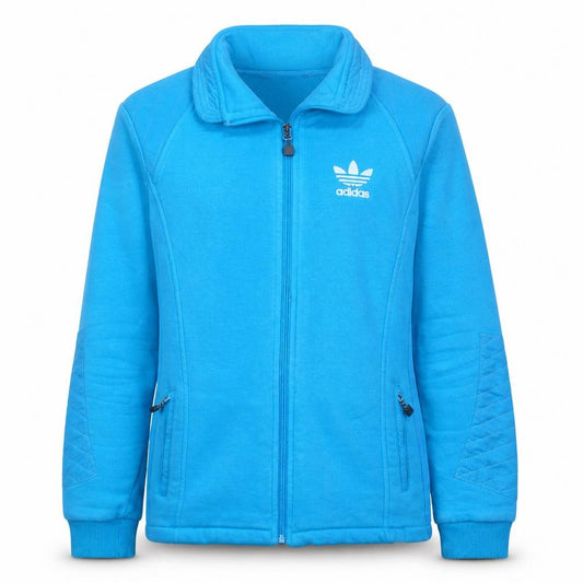 Adidas Womens Blue Cotton Full Zip Track Jacket Size M