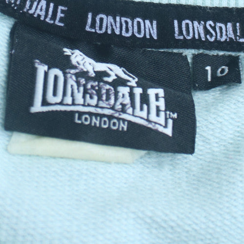 Lonsdale Women Blue Crew Neck Cotton Blend Logo Sweatshirt Size 10