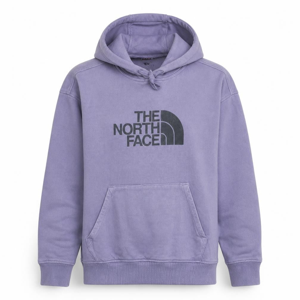 The North Face Womens Purple Pullover Hoodie Size L Cotton Logo Casual