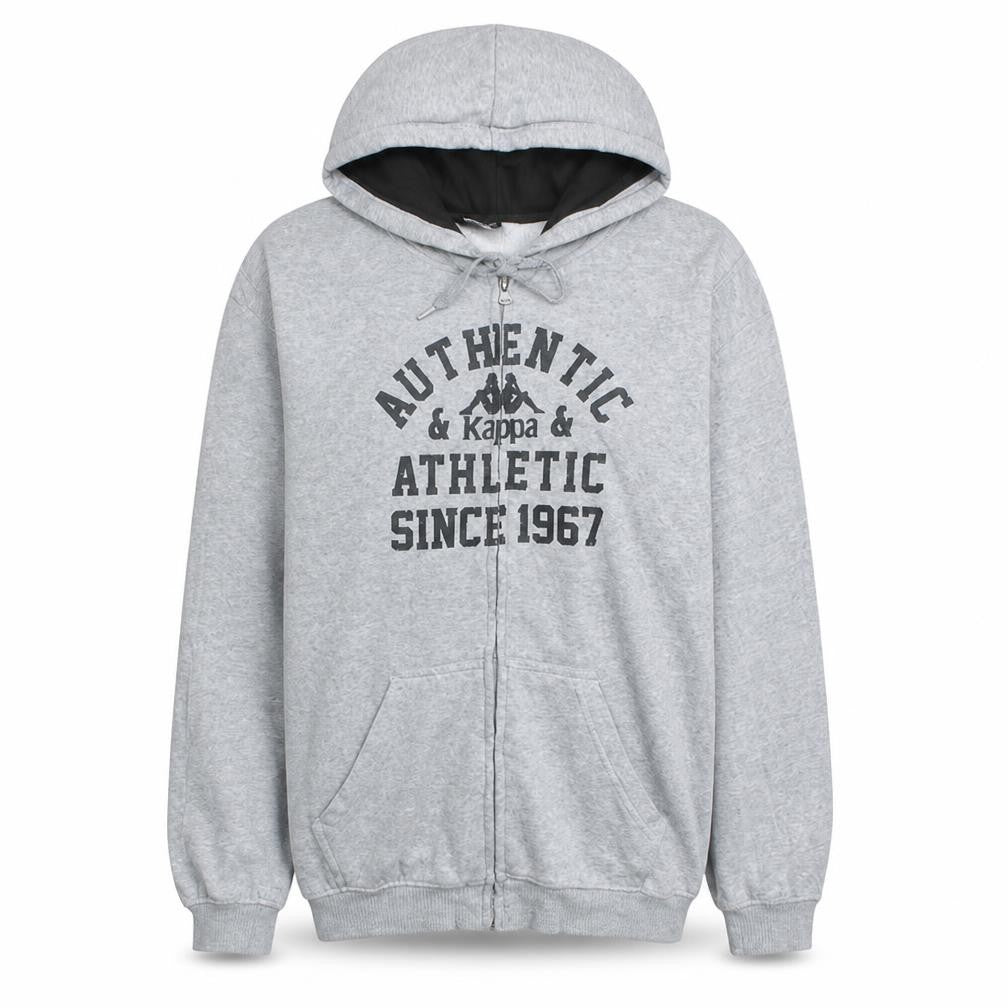 Kappa Men's Grey XL Full Zip Hoodie Sweatshirt Athletic Style