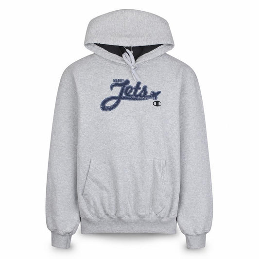 Champion Men's Grey Pullover Hoodie Medium Graphic Sportswear