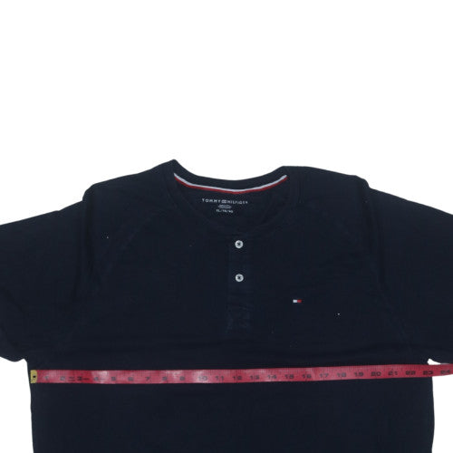 Tommy Hilfiger Men's Navy Henley Short Sleeve T-Shirt XL Cotton
