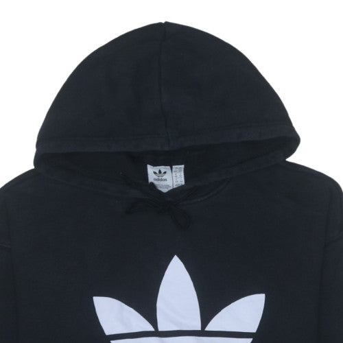Adidas Womens Black 14 Pullover Hoodie with Logo Print