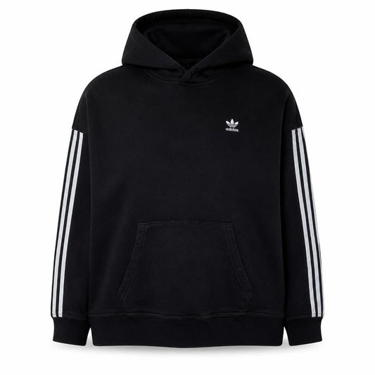 Adidas Womens Black Size 14 Pullover Hoodie with Stripe Detail