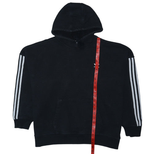 Adidas Womens Black Size 14 Pullover Hoodie with Stripe Detail