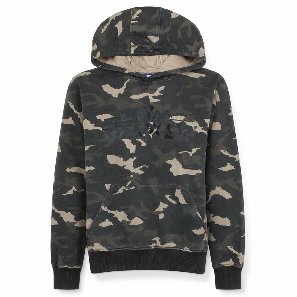 Starter Men's Green Camouflage Pullover Hoodie Medium Fleece