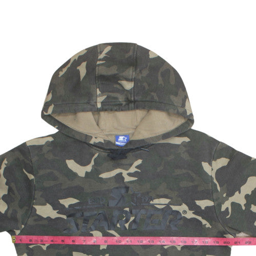Starter Men's Green Camouflage Pullover Hoodie Medium Fleece