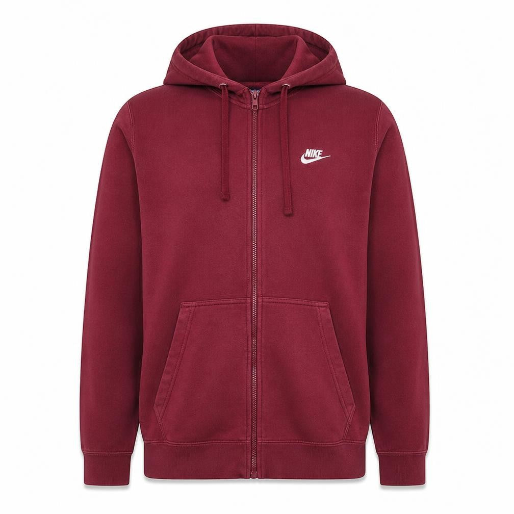 Nike Mens Red Full Zip Hoodie Size L Fleece Sweatshirt