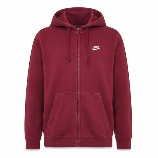 Nike Mens Red Full Zip Hoodie Size L Fleece Sweatshirt