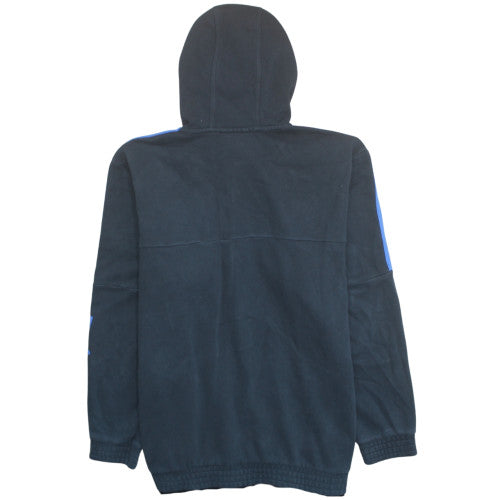 Adidas Mens Black 2XL Full Zip Fleece Hoodie with Blue Stripes