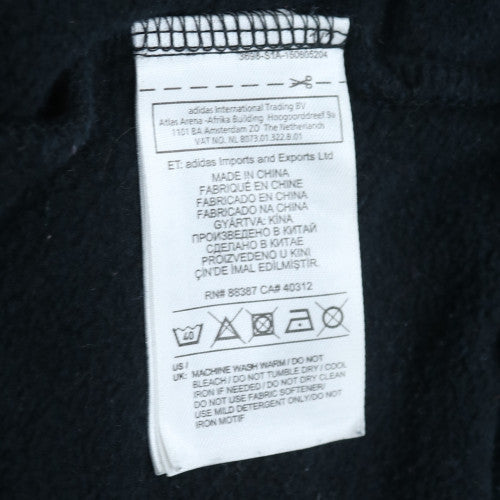 Adidas Mens Black 2XL Full Zip Fleece Hoodie with Blue Stripes