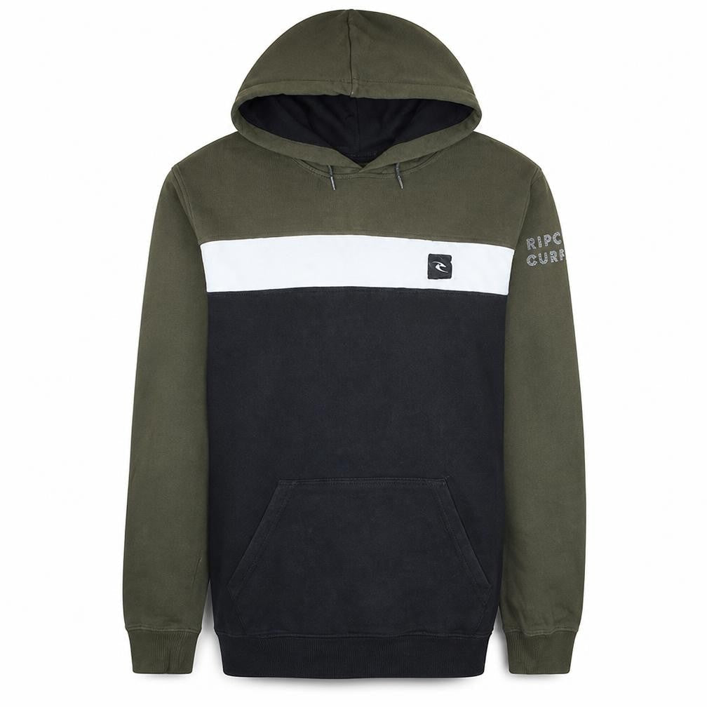 Rip Curl Boys Khaki Black Pullover Hoodie Size 16 Cotton Blend Surf Style