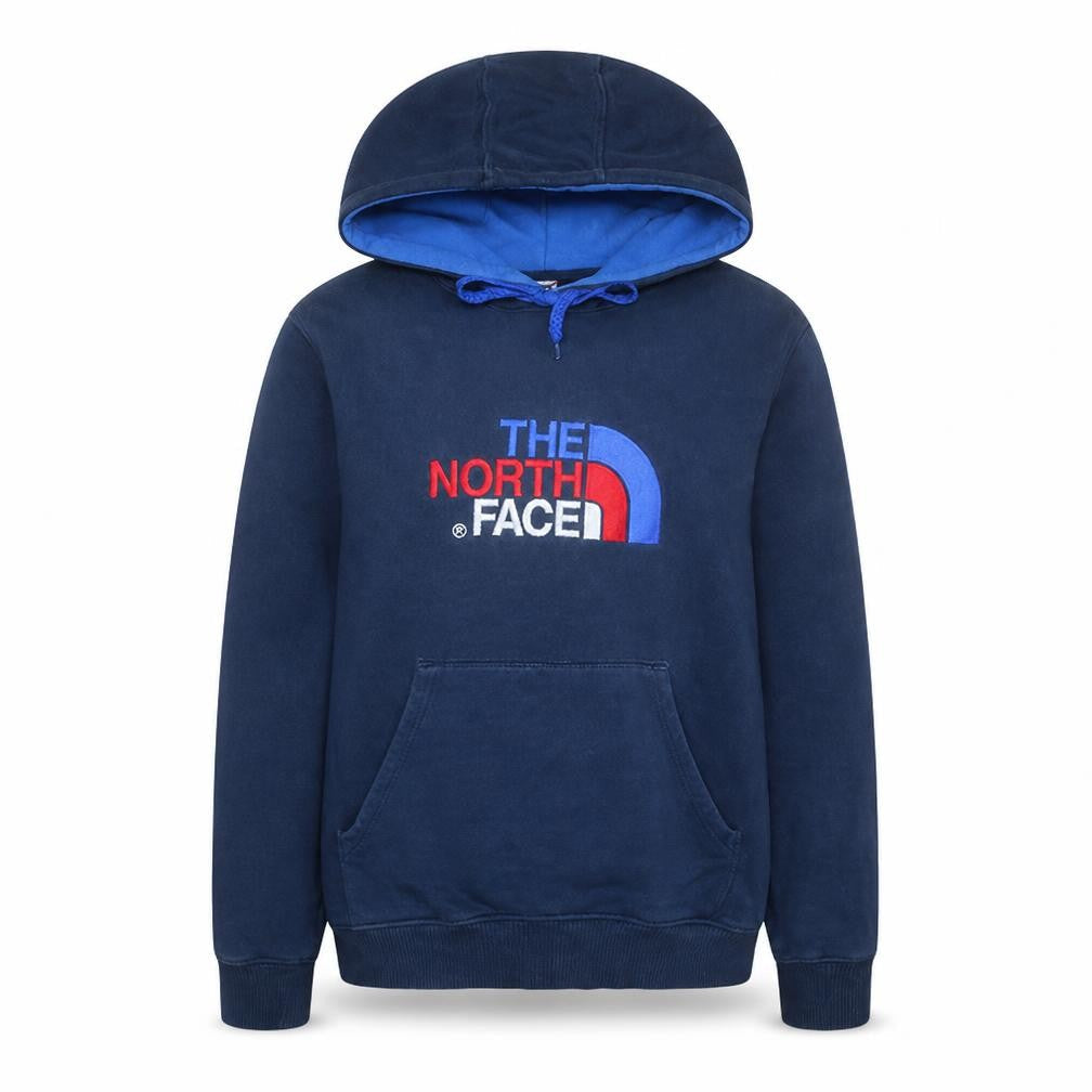The North Face Men's Blue Pullover Hoodie Medium Cotton Logo