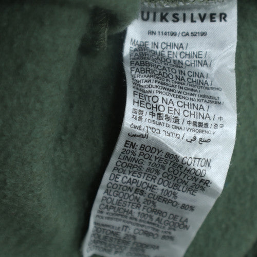 Quiksilver Men's Green Pullover Hoodie XL Fleece Logo Casual