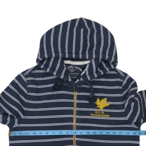 Tommy Hilfiger Denim Men's Blue Striped Full Zip Hoodie Size M