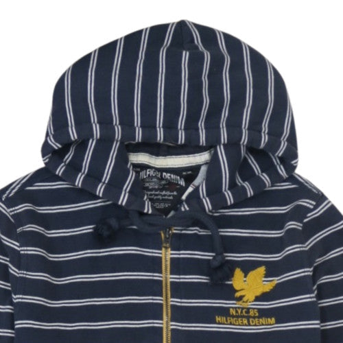 Tommy Hilfiger Denim Men's Blue Striped Full Zip Hoodie Size M