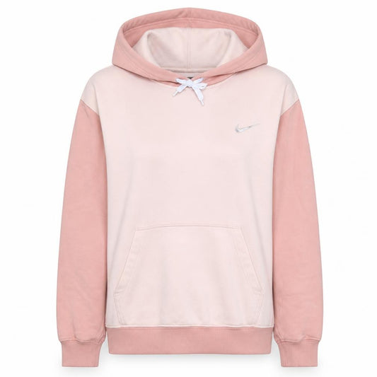 Nike Women Pink & Beige Pullover Hoodie Size L Cotton Sweatshirt