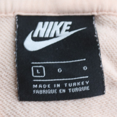 Nike Women Pink & Beige Pullover Hoodie Size L Cotton Sweatshirt