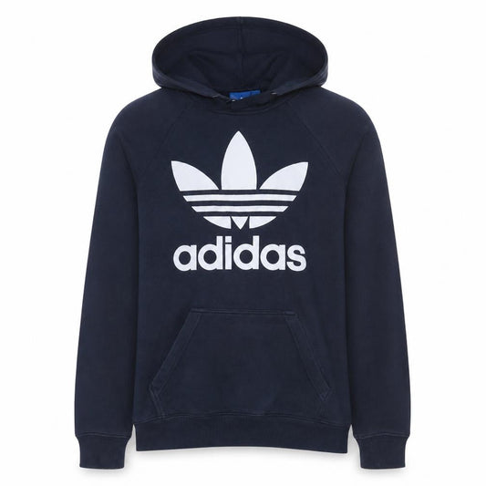Adidas Mens Blue XS Pullover Hoodie with Trefoil Logo