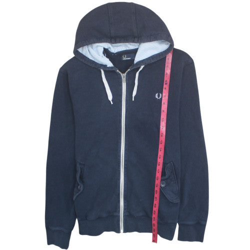 Fred Perry Men's Blue Full Zip Hoodie L Cotton Fleece Sweatshirt
