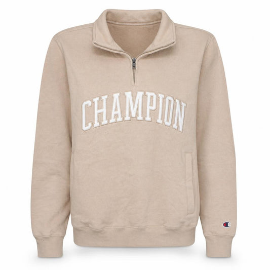 Champion Women Beige Small 1/4 Zip Pullover Sweatshirt Fleece Lined