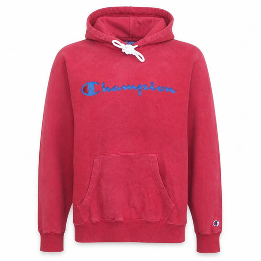 Champion Men's Red Pullover Hoodie Medium Logo Fleece Sweatshirt