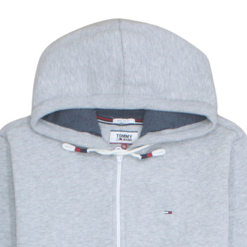 Tommy Jeans Men Grey XL Full Zip Hoodie Regular Fit Jersey Sweatshirt