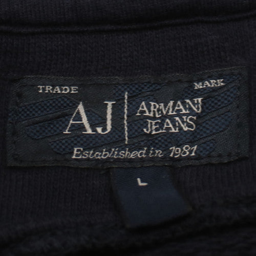 Armani Jeans Men's Black Full Zip Hoodie L Classic Logo Cotton