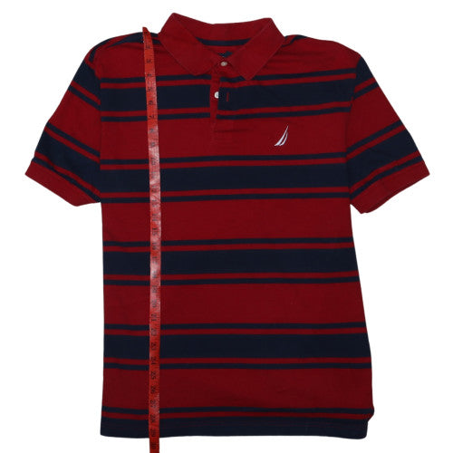 Nautica Men's Red Navy Striped 2XL Cotton Polo Shirt
