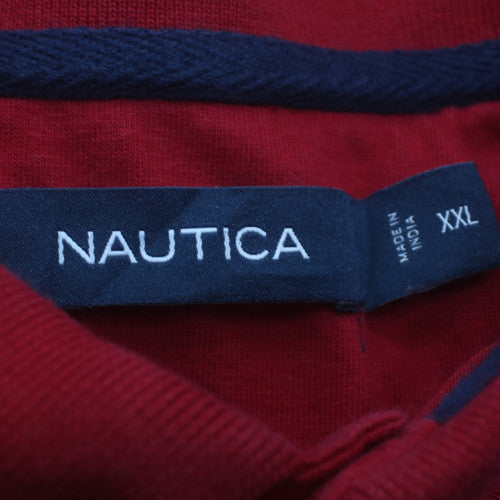 Nautica Men's Red Navy Striped 2XL Cotton Polo Shirt