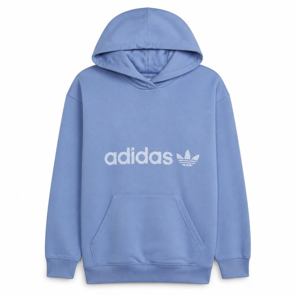 Adidas Womens Blue Pullover Hoodie Size M 12-14 Logo Print