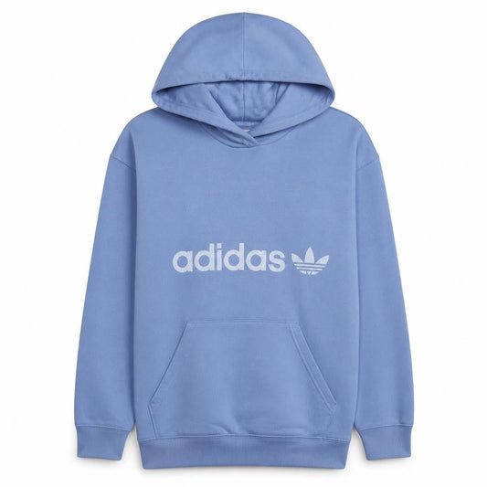 Adidas Womens Blue Pullover Hoodie Size M 12-14 Logo Print