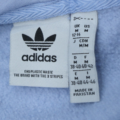 Adidas Womens Blue Pullover Hoodie Size M 12-14 Logo Print