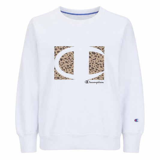 Champion Womens White Leopard Logo Sweatshirt Size L