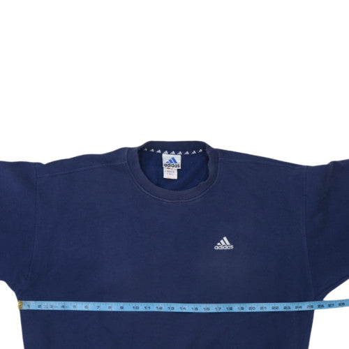 Adidas Men Blue Fleece Pullover Sweatshirt L Sports Vintage