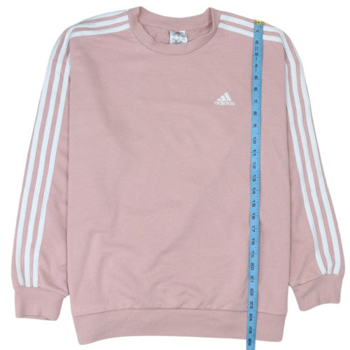 Adidas Women Pink Crew Neck Pullover Sweatshirt M 12-14 Classic Logo