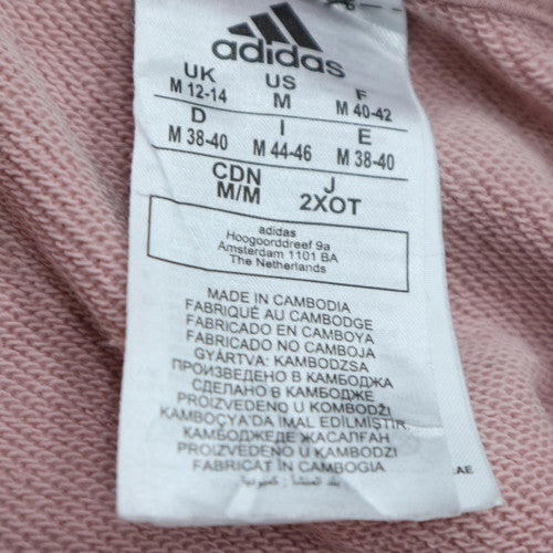 Adidas Women Pink Crew Neck Pullover Sweatshirt M 12-14 Classic Logo
