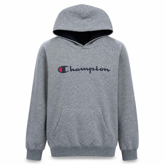 Champion Men's Grey Small Pullover Hoodie with Logo Detail