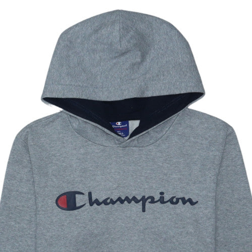 Champion Men's Grey Small Pullover Hoodie with Logo Detail