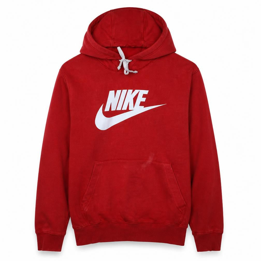 Nike Mens Red Pullover Hoodie Size L Graphic Fleece Sweatshirt
