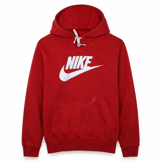Nike Mens Red Pullover Hoodie Size L Graphic Fleece Sweatshirt