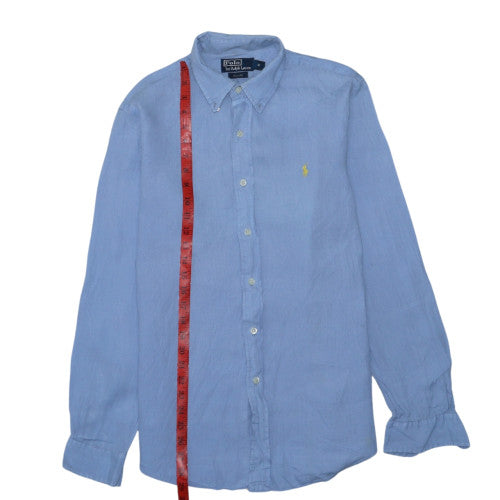 Polo Ralph Lauren Men's Blue Linen Long Sleeve Button-Up Shirt M