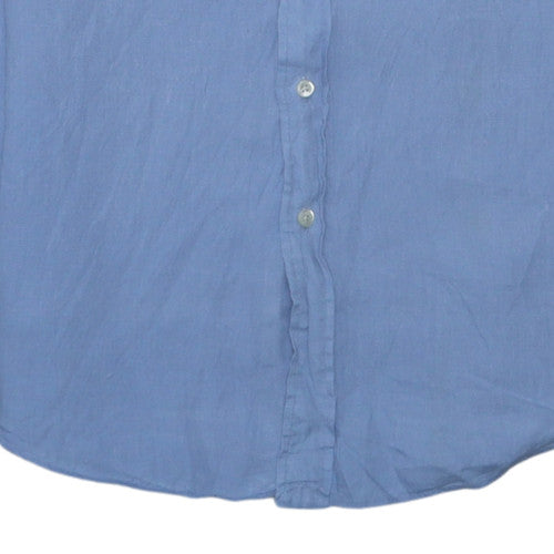 Polo Ralph Lauren Men's Blue Linen Long Sleeve Button-Up Shirt M