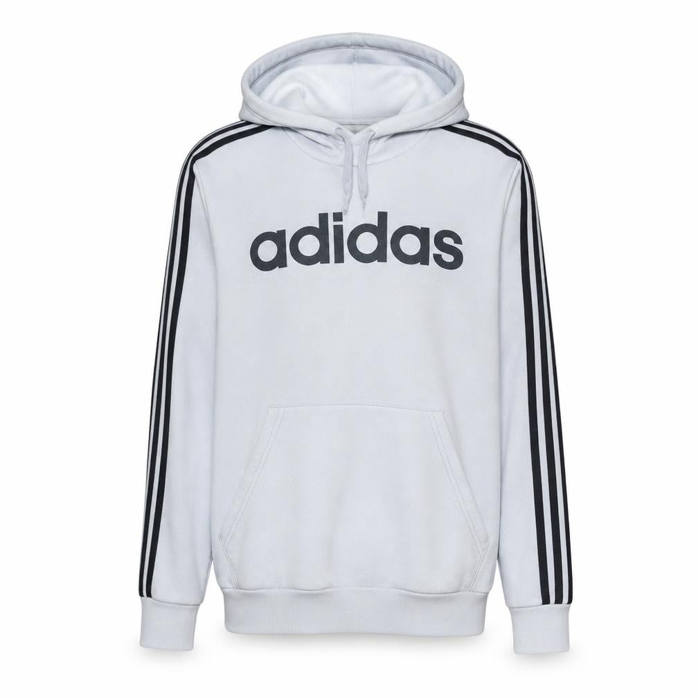 Adidas Men's White Pullover Hoodie L Classic Logo Sports Fleece